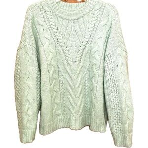 Mint Green Cable Knit Sweater